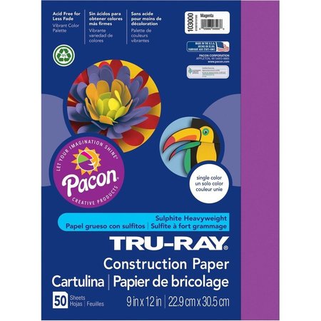 TRU-RAY Paper, Const, 9X12, Mgnta, 50Sh Pk PAC103000